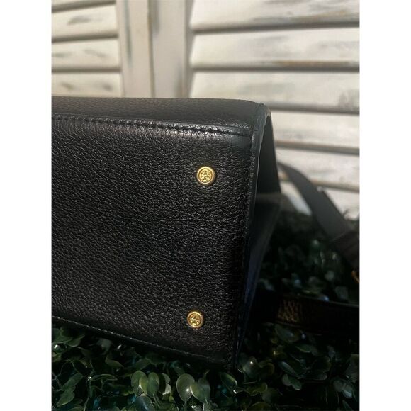 Tory Burch Britten Black Leather Tote Bag with Gold Hardware - Picture 12 of 16